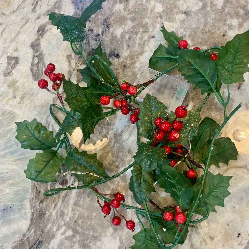 67” Light Up Holly berry Garland